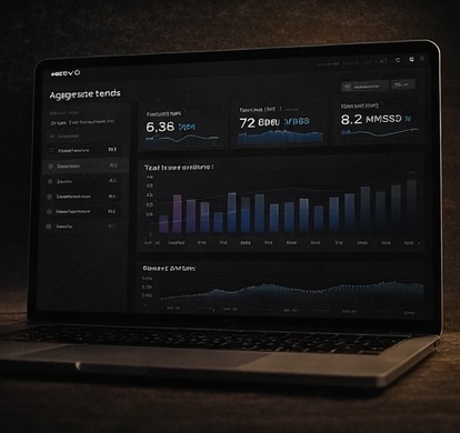 Laptop showing analytics dashboard with aggregate data and trends